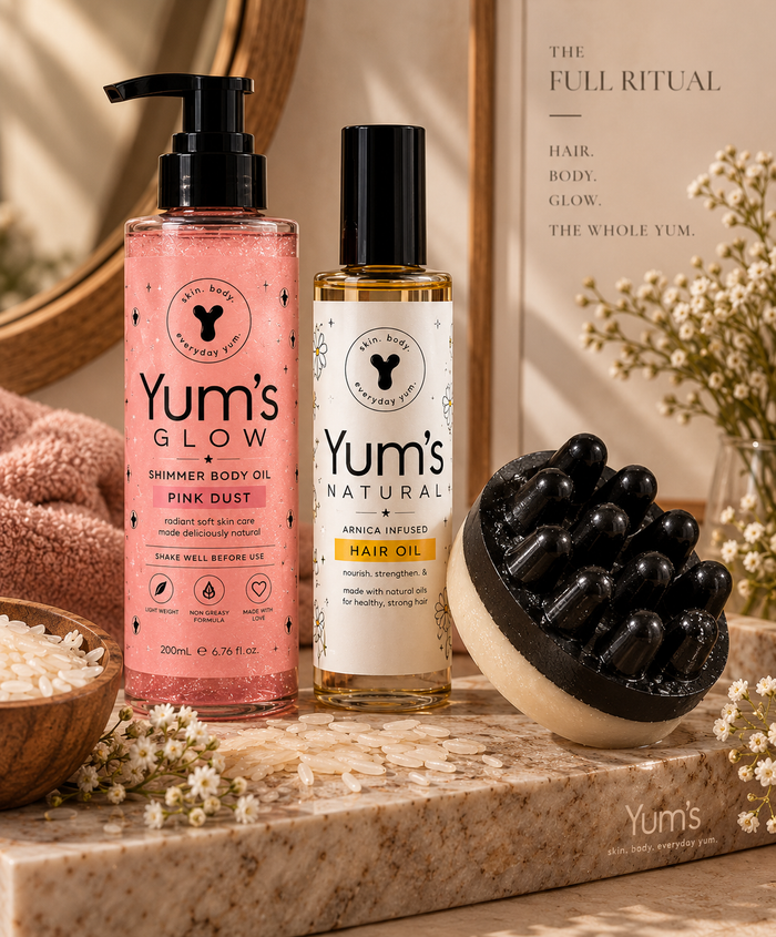 Yum's The Full Ritual – Hair, Body & Glow Set (Soap + Body Oil + Hair Oil)